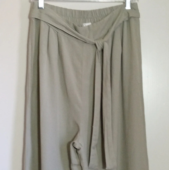 Japna sage green linen blend wide leg pants with fabric tie belt women's size L - Picture 1 of 7